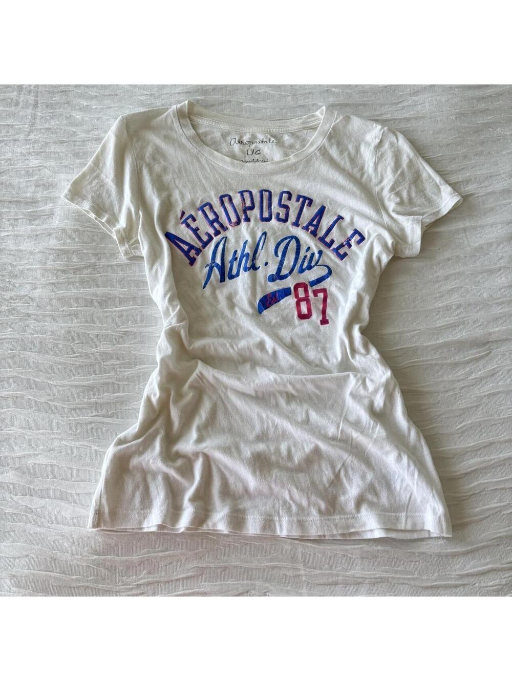 Aeropostale Women's White and Multi Tshirt